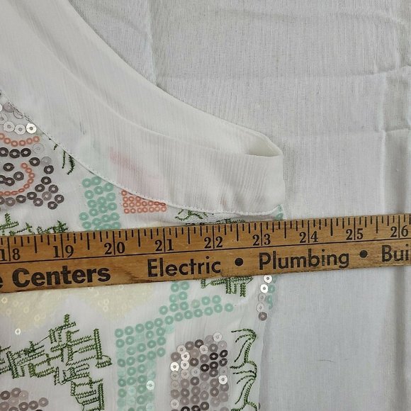 Christopher & Banks Women's Size XL Sequin Embroidered Abstract White Tank Top - Picture 7 of 8